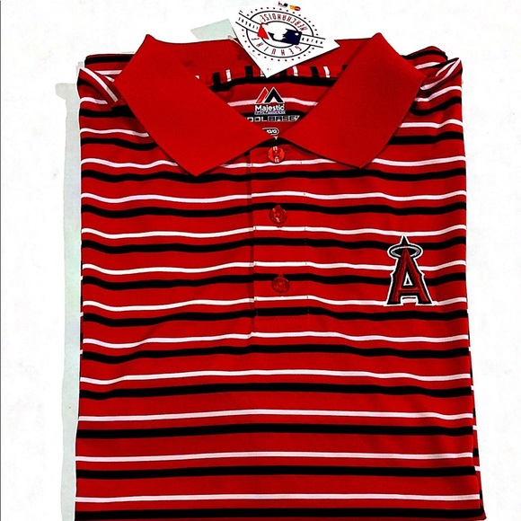 NWT | Men's Los Angeles Angels Majestic Red Polo - Picture 1 of 3